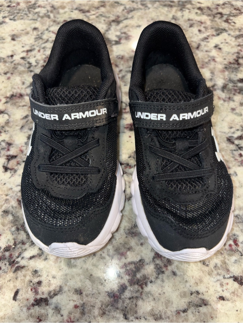 Under Armour Kids Black and White Hook-and-Loop Athletic Sneakers
